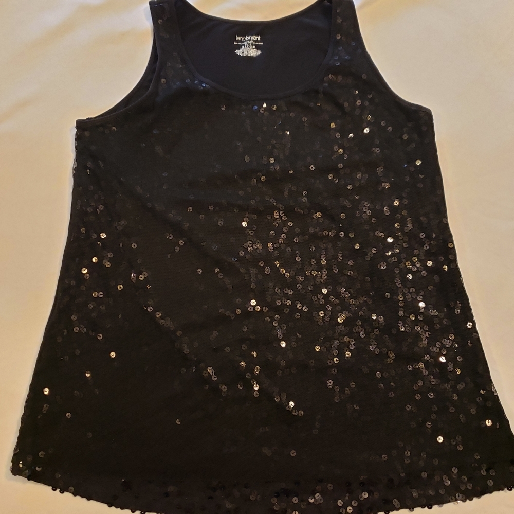Lane Bryant 14 sequin sparkle black tank camisole - Picture 13 of 16